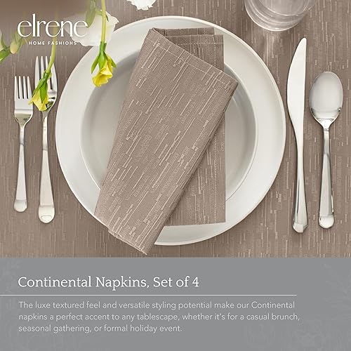 Miniatura 2 de Elrene Home Fashions Continental - Servilletas de comedor de tela resistente al agua y a las manchas, de textura sólida, juego de 4, 17 x 17