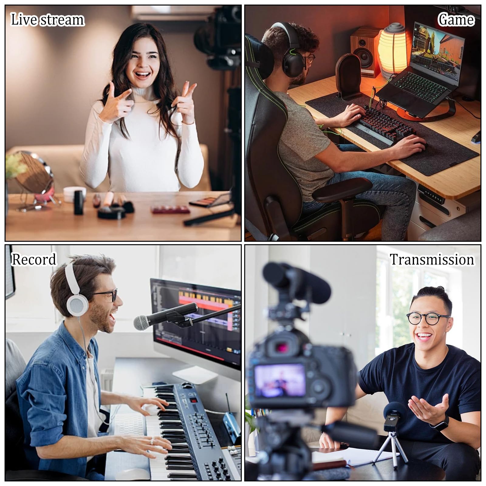 BM800 USB Nieren Kondensator Mikrofon mit Audio-Interface für Live-Streaming, Podcast, Aufnahme