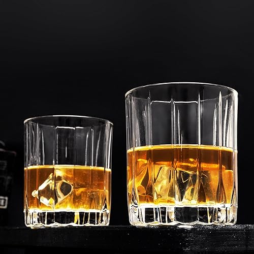 Miniatura 3 de KANARS Vasos de whisky de cristal, juego de 4 vasos de alta calidad en elegante caja de regalo, vasos de vidrio de 10 onzas para bourbon, whisky