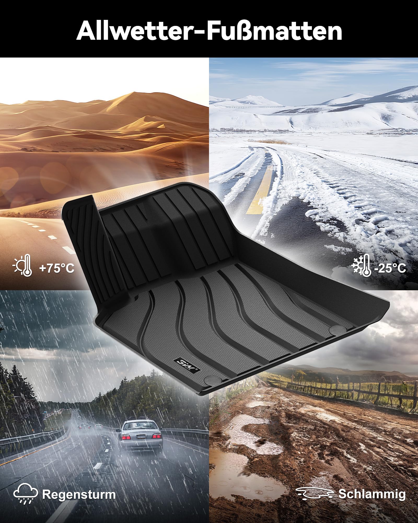 3W Fußmatten & Kofferraumwanne für Porsche MACAN 2014-2026 | TPE Thorex™ Allwetter | 3D Maßgeschneiderte Passform | Hundefreundlich Auto Zubehör | Wasserdicht & Kratzfest | Antirutsch