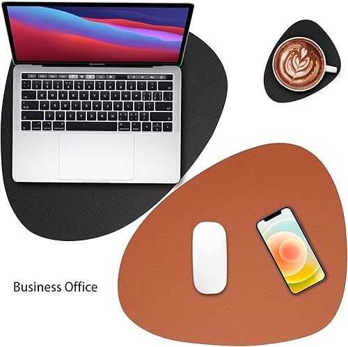 Miniatura 6 de Myir JUN Manteles individuales de doble cara, impermeables, de piel sintética, juego de 6 manteles individuales y posavasos antideslizantes lavables