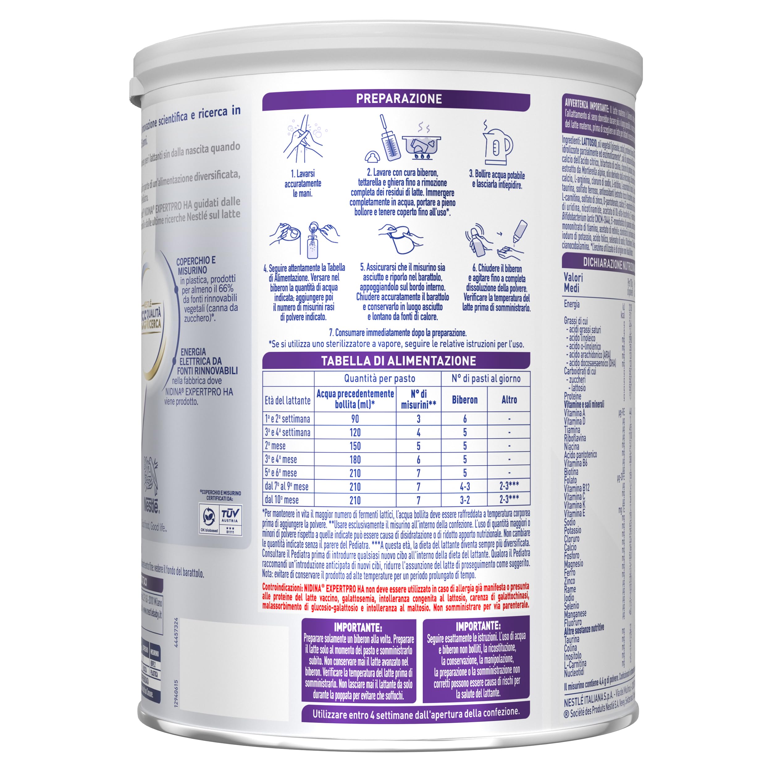NIDINA EXPERTPRO HA Latte per Lattanti in Polvere dalla Nascita Latta 800g