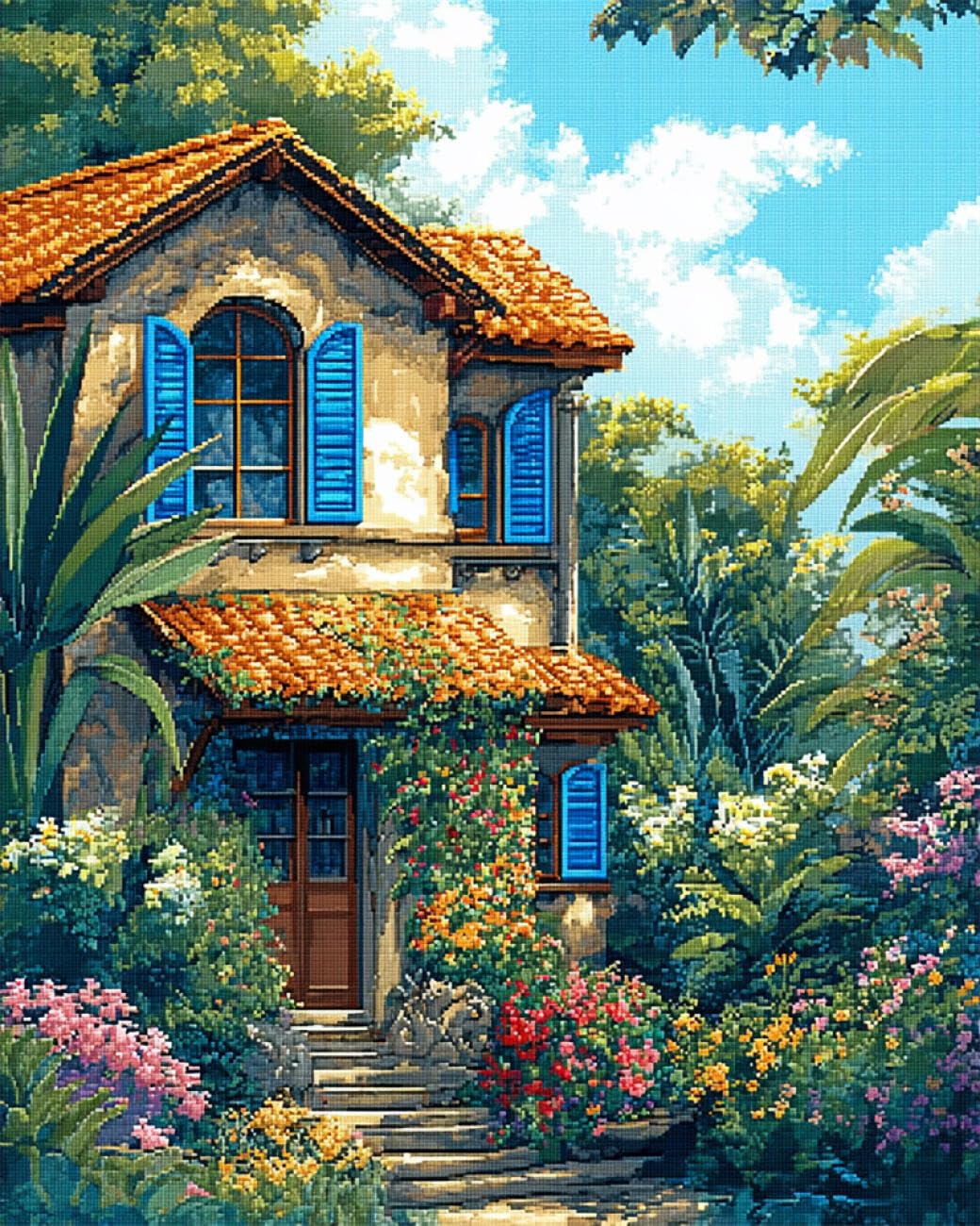 Rqwybcaxn Bead Cross Stitch Kits Cartoon House 40x50cm