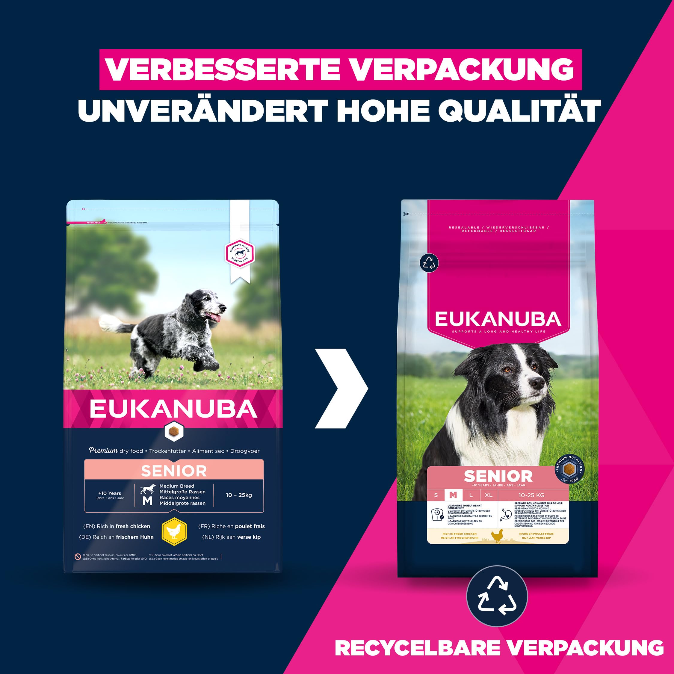 Eukanuba Karma dla psów ze świeżym kurczakiem dla średnich ras, sucha karma premium dla starszych psów, 15 kg