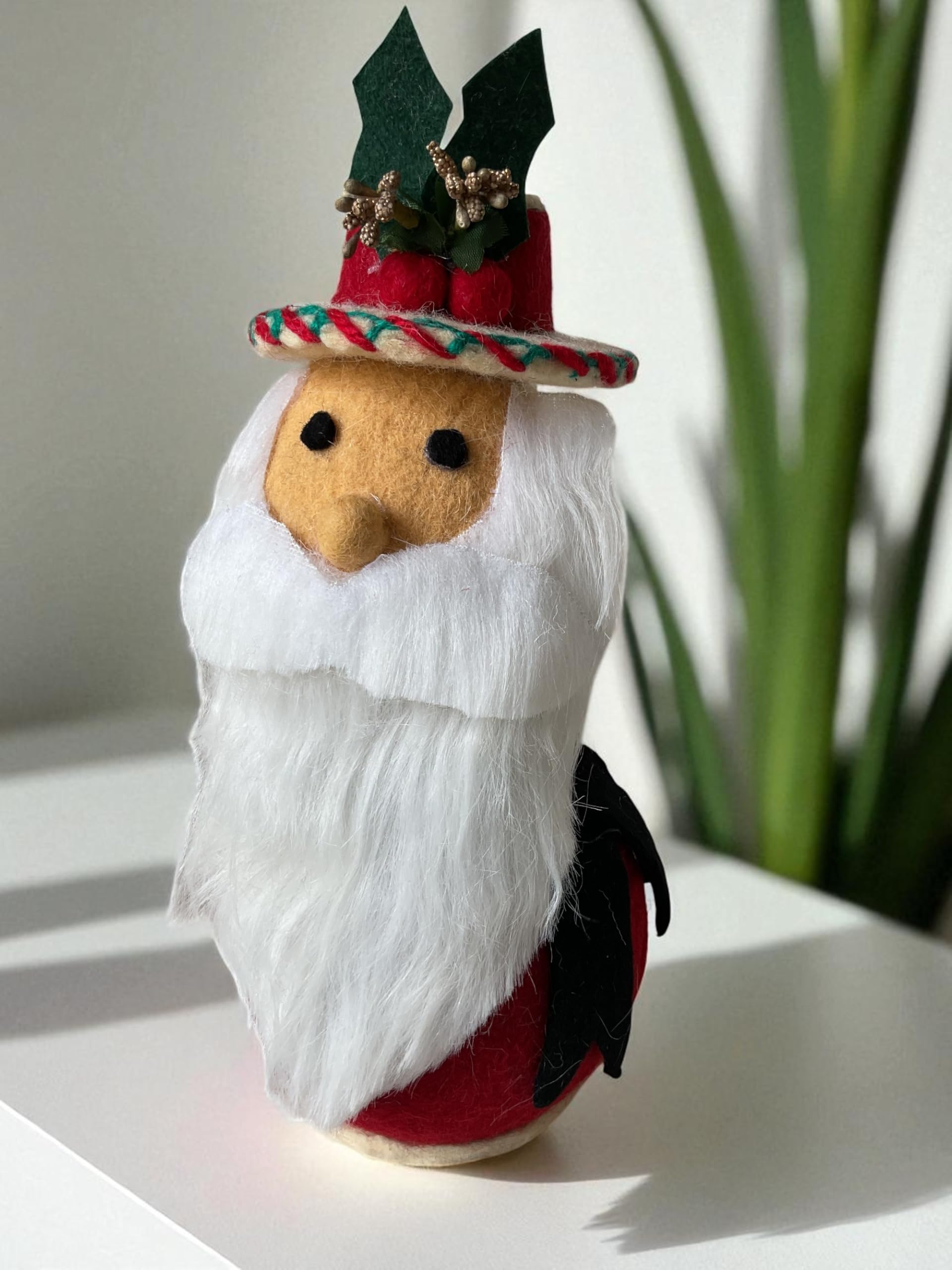 New Trend Craft.Christmas Santa Gnome Decoration with Red Hat, White Beard, Pine Cone and Succulent Display 2