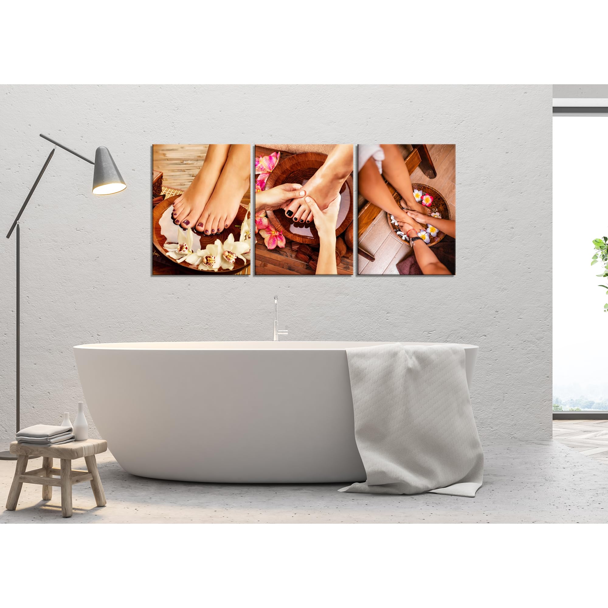 Hände, Pediküre, Spa, Wandkunst, Pediküre, Fußspa, Wanddekoration, Maniküre, Pediküre, Bild, Leinwanddruck, Posterrahmen, Nagelstudio, Schönheitssalon, Wohnzimmer, Badezimmer, Dekoration, 3 Paneele