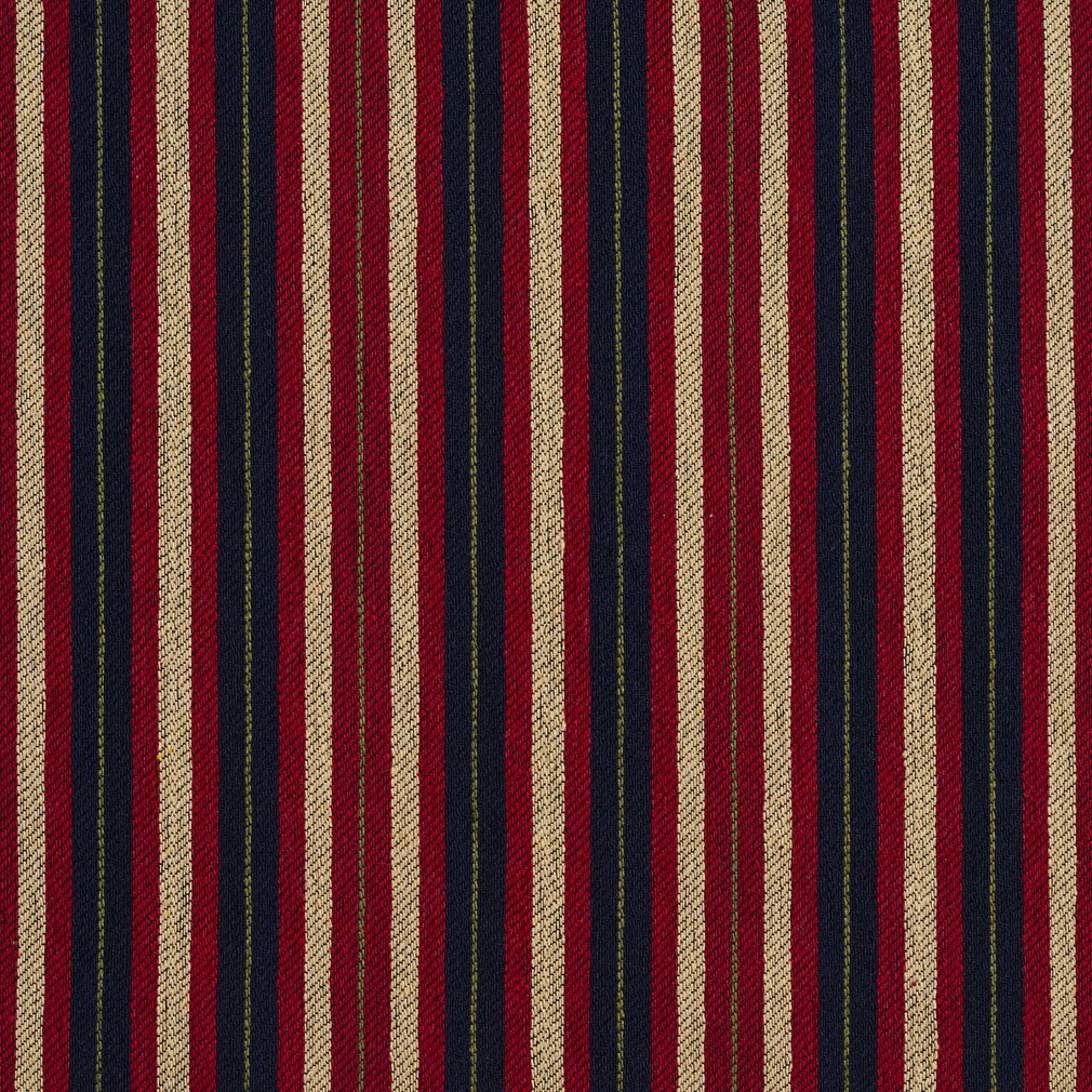 E821 Red, Black and Gold Striped Jacquard Upholstery Fabric by The Yard