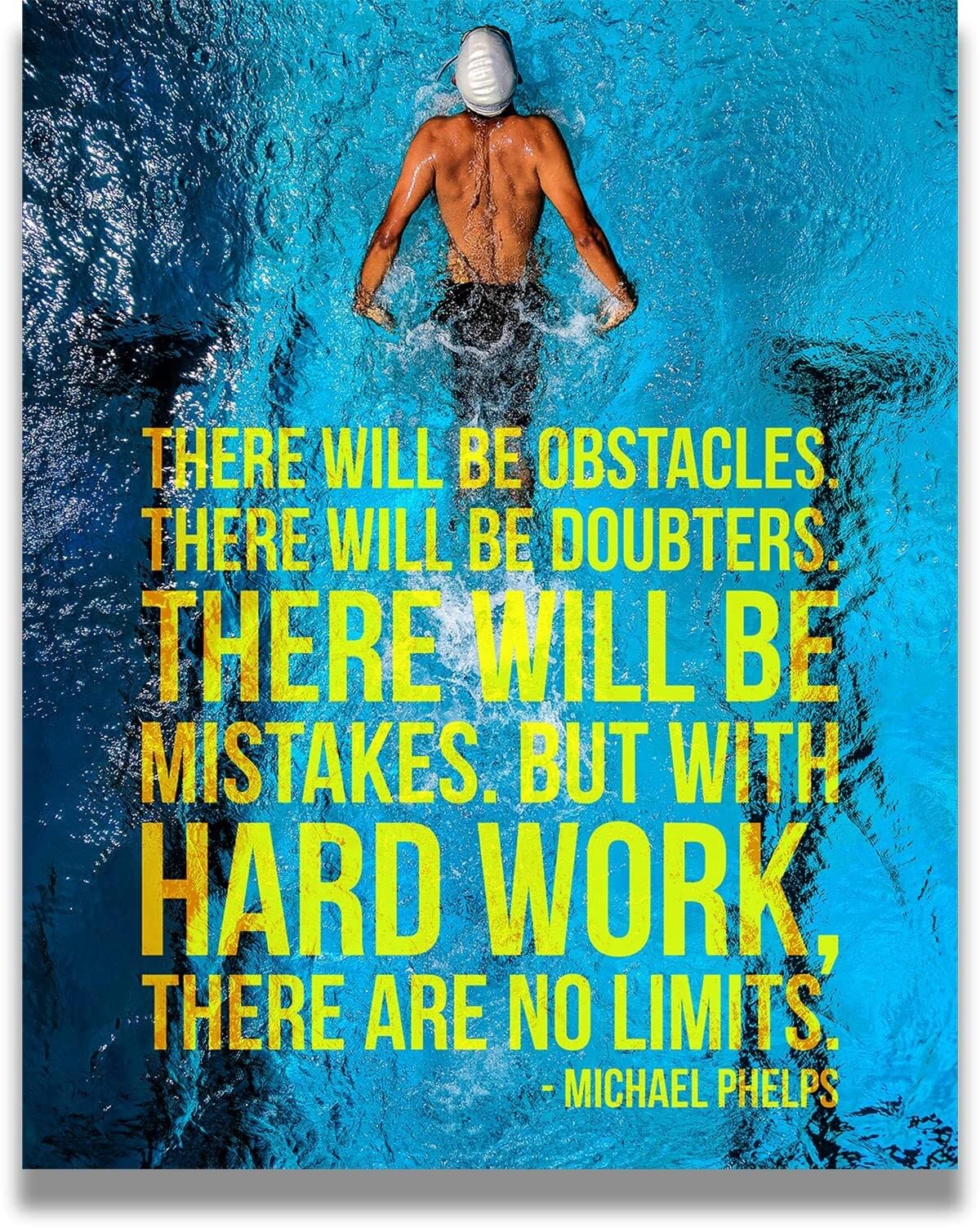 FOPURE Motivational Swimming Wall-Art, Michael Phelps Quote for Swimmers, Inspirational Gift for Swim Coach, Team or Swimming Enthusiasts(Framed,12x18inch(30x45cm))