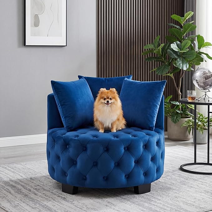 Sillón Lounge Terciopelo Azul Marino con Cojines miniatura 4