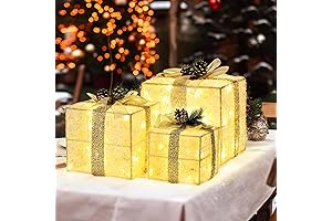 TISEJOY Christmas Lighted Gift Boxes Set of 3
