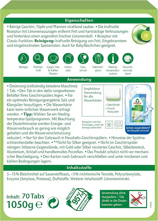 Frosch Classic Dishwasher Tablets 70 Tablets