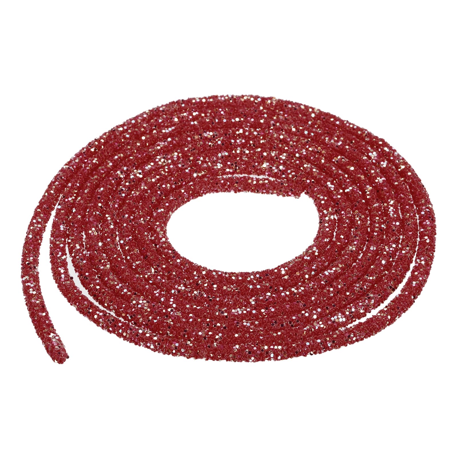 sourcing map 5 Yard 6mm 0.24 inch Glitter Sequins Rope Sequins Rhinestone Tube Cord for DIY Wedding Dresses Costume Clothing Shoes Jewelry Accessory Clear White — view 262