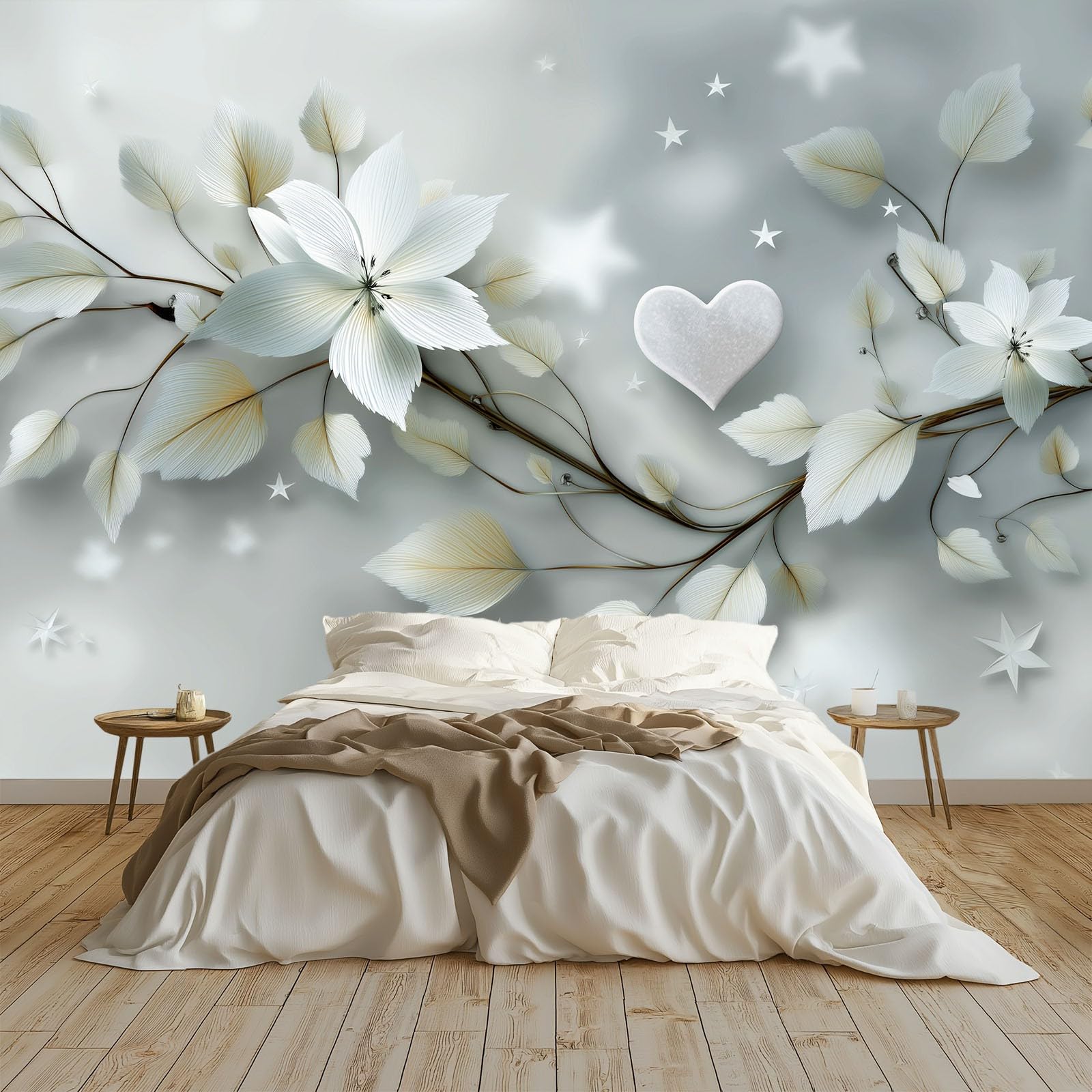 Fresque murale fleurs et feuilles 3D pour relooker une chambre d'enfant