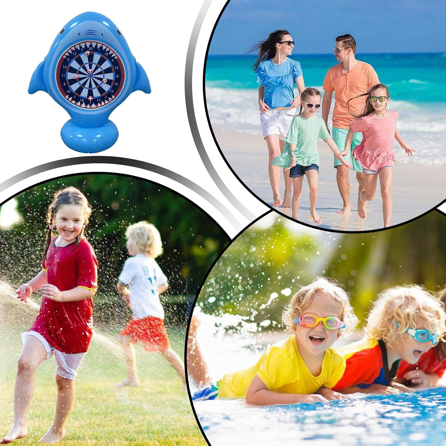Inflatable Dart Board for Kids | Shark Shape Pool Toy | Outdoor Dart Board Game,for Families Summer Beach Pool Backyard Gatherings Parties Water Park Backyard Camping Trips