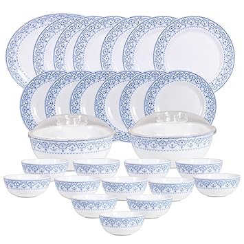 Opalware Ariana Blue Madison Dinner Set, 29 Pcs, Opal Glass