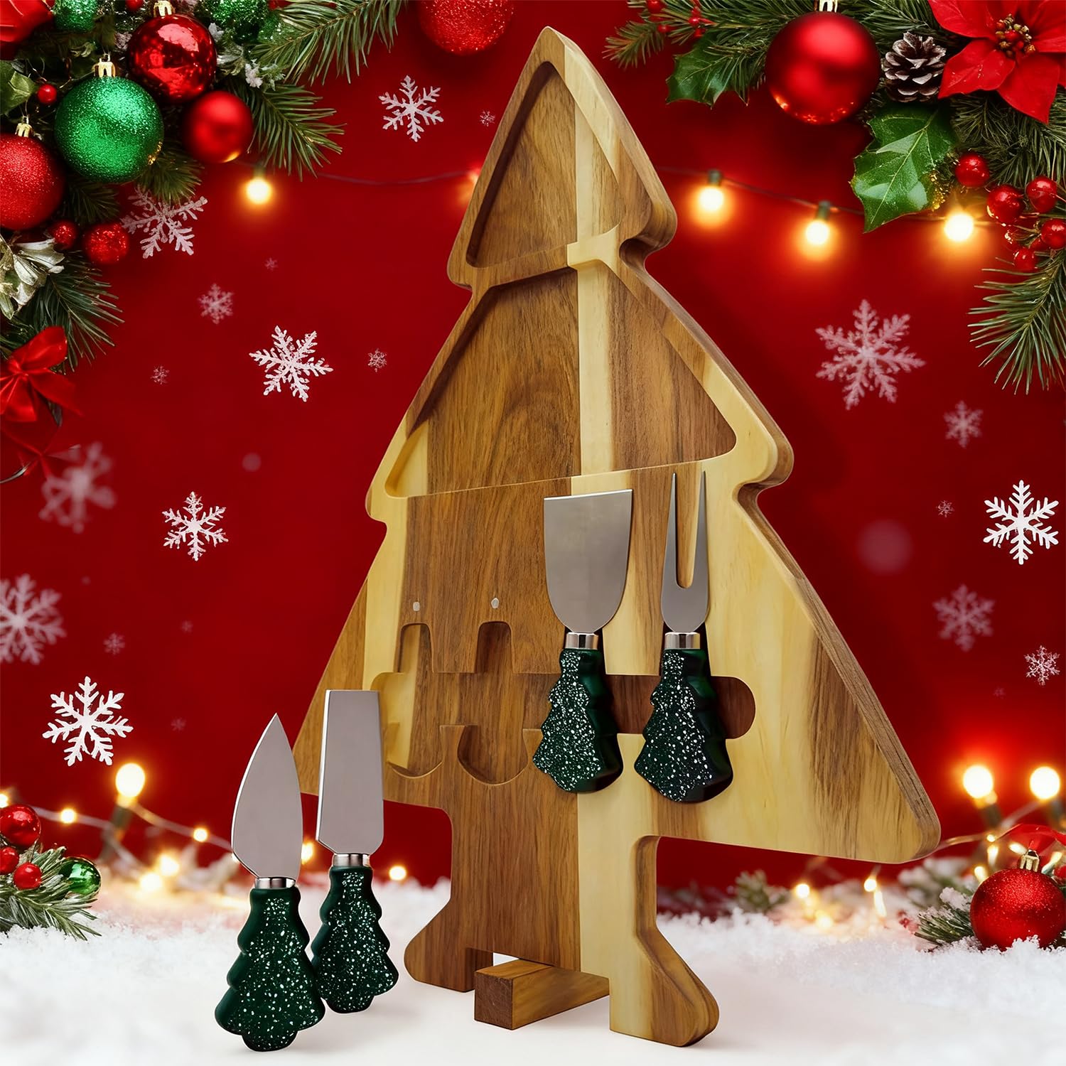 Cadeau d'hôtesse parfait : planche à charcuterie en bois d'acacia et plateau festif tournant