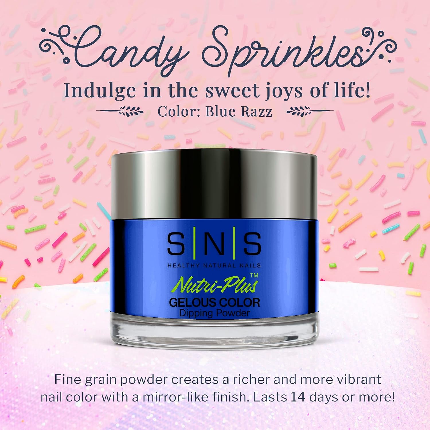SNS Nail Dip Powder, Color Dipping Powder - Blue Razz (Blue), CS101.5 - Long-Lasting Nail Color Lasts 14 Days - Low-Odor & No UV Lamp Needed - 1.5 oz.