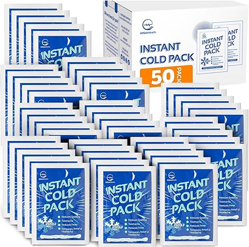 Paquete de 50 paquetes de hielo frío instantáneo (6 x 4.5 pulgadas), bolsas de hielo instantáneas desechables para lesiones  Bolsa de hielo de