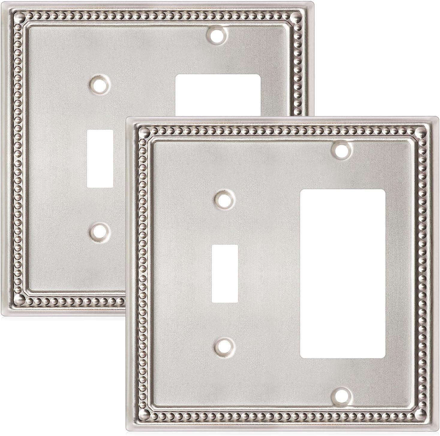 Kisrvopn Metal Wall Plates,Classic Beaded Switch Plate,Light Switch