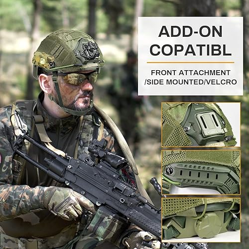 Miniatura 6 de TacSnake Casco táctico Airsoft Paintball rápido con cubierta de casco, PJ tipo táctico multifuncional protector NVG Mount para Multicam deportes