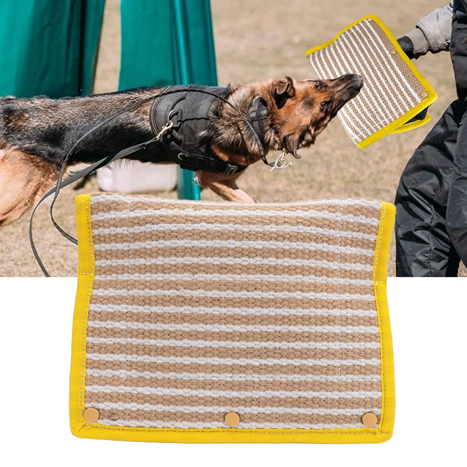Jiawu Beißkeil für Hunde, Robuste Jute-Beißunterlage mit 3 Bequemen und Starken Griffen, Beißkeil-Schleppspielzeug für Hunde, Hundebisskissen, Welpentraining, Interaktives Spielspielzeug