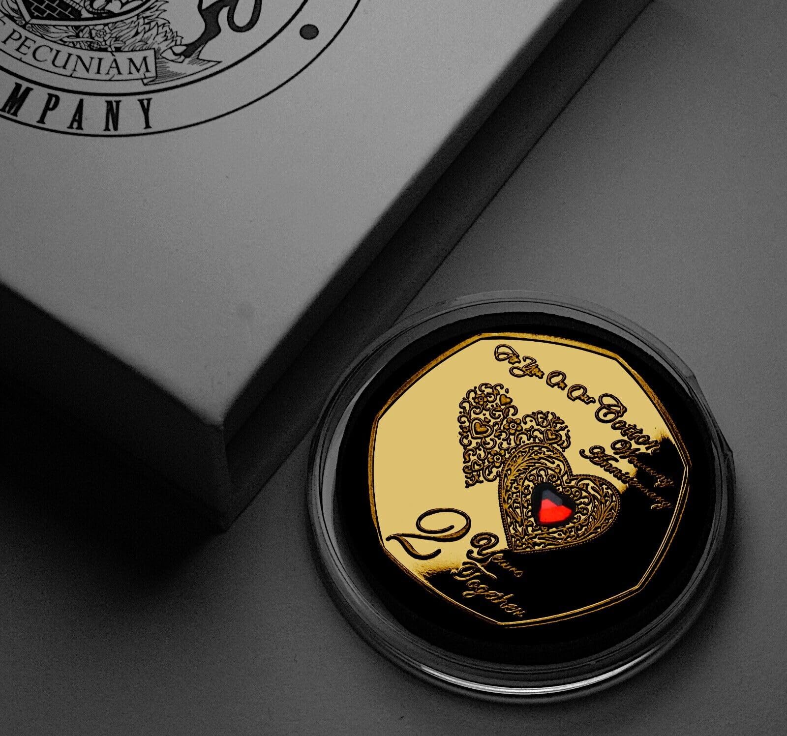 The Commemorative Coin Company ON OUR SECOND 'COTTON' WEDDING ANNIVERSARY 24ct Gold Commemorative in Gift Box. Gemstone. Gift/Present 2 Years Gift For Partner Husband/Wife 2nd Anniversary