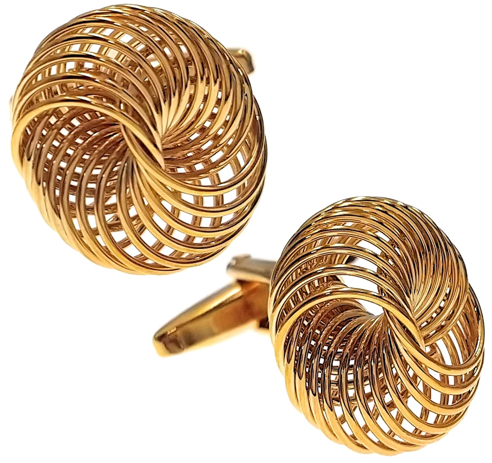 Thot RaClassic Spiral Gold Tone Cuffinks For Men Mod. A-536