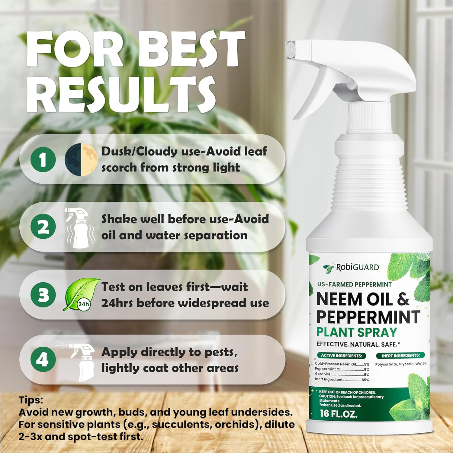 Neem Oil Spray for Plants & Peppermint Spray, 16oz | All-Natural Cold-Pressed Neem Oil for Indoor and Outdoor | Easy to Use - Image 4