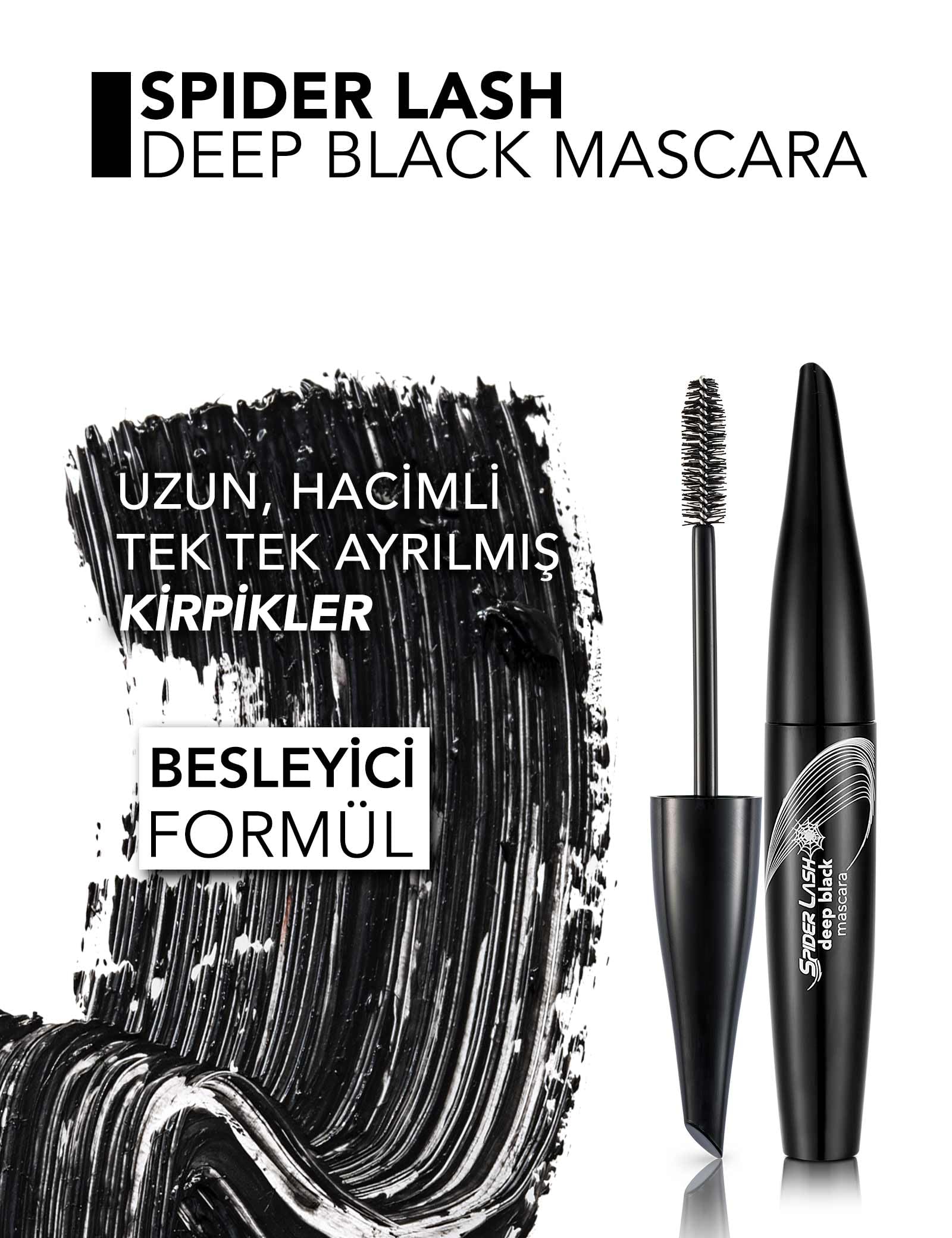 Flormar Hacim Veren Maskara (SİYAH) - Spider Lash Mascara - 001 Deep Black - 8690604110643
