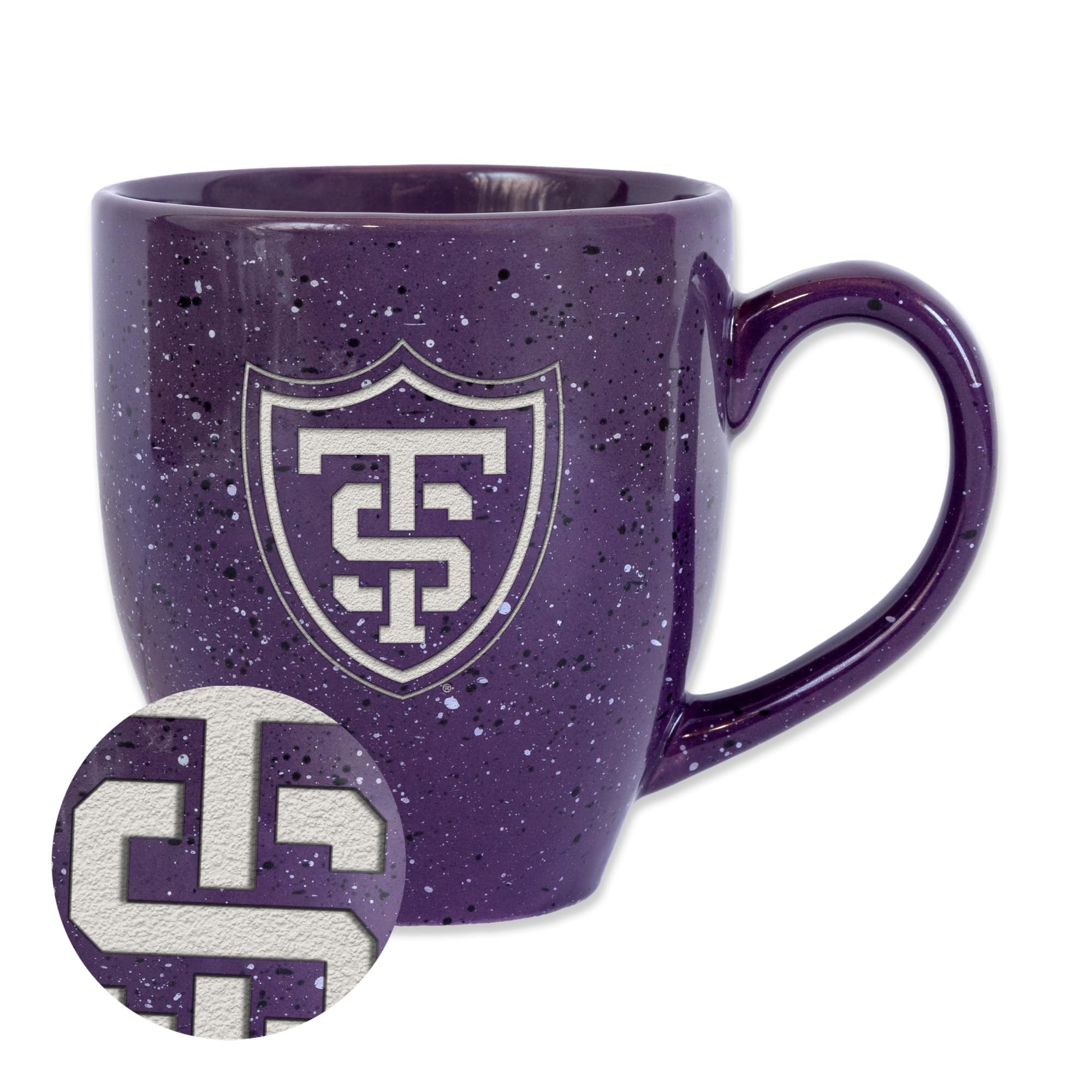 Rico Industries NCAA St. Thomas (MN) Tommies Primary Logo Purple 16 oz Team Color Laser Engraved Speckled Ceramic Coffee Mug — image 1