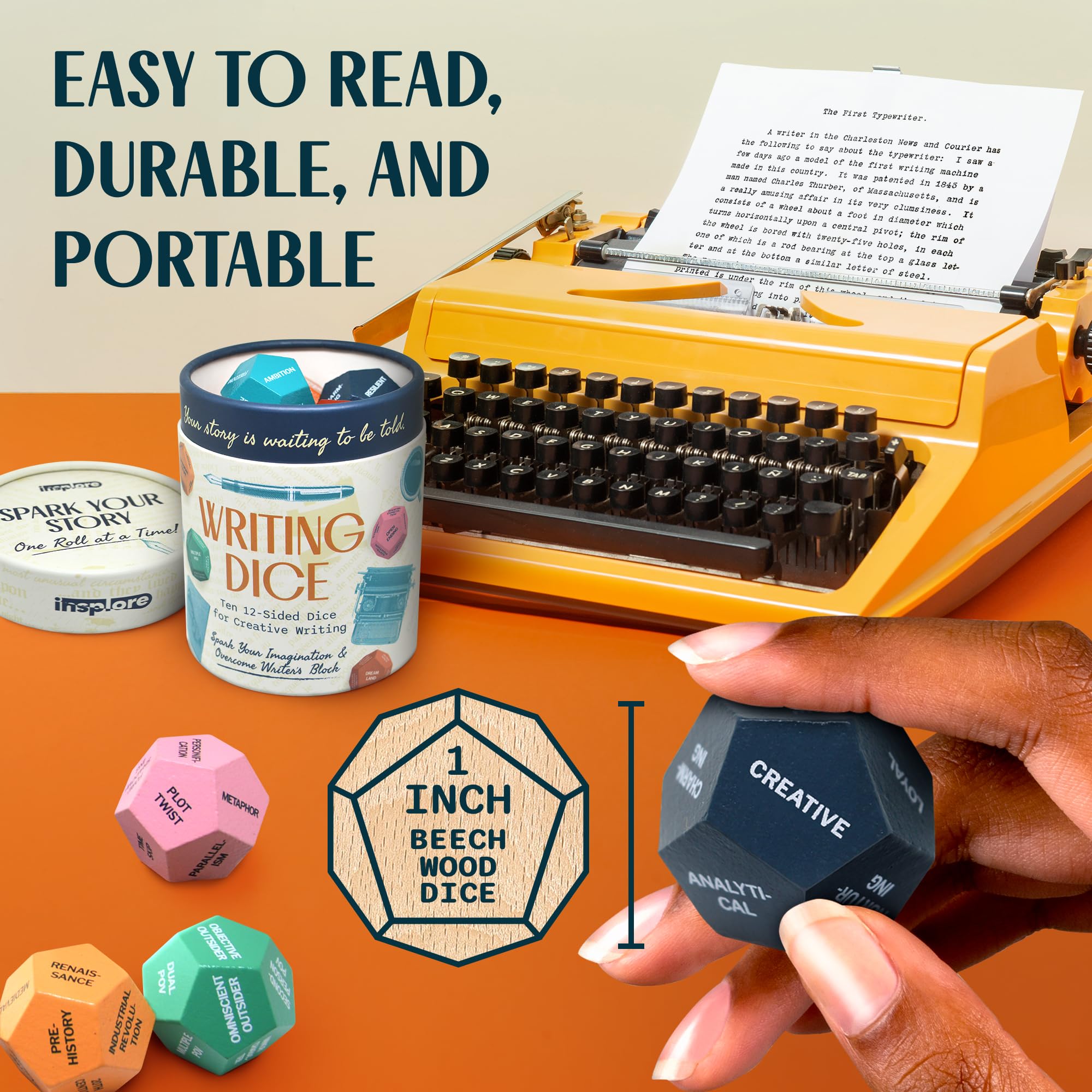 Dadi da scrittura in legno a 12 lati, 10 dadi da 2,5 cm per generare idee per storie e battere il blocco dello scrittore, playbook creativo con giochi e attività, ispira il tuo prossimo