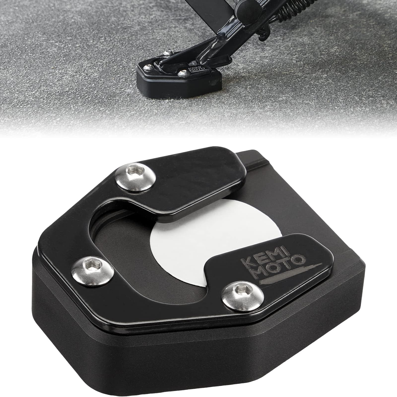 KEMIMOTO Motorcycle Kickstand Extender Pad Compatible with Sporster S RH1250 2021 2022 Kickstand Foot Enlarger Heightened Side Stand Plate Black for Garage Grass Hot Blacktop Soft Ground