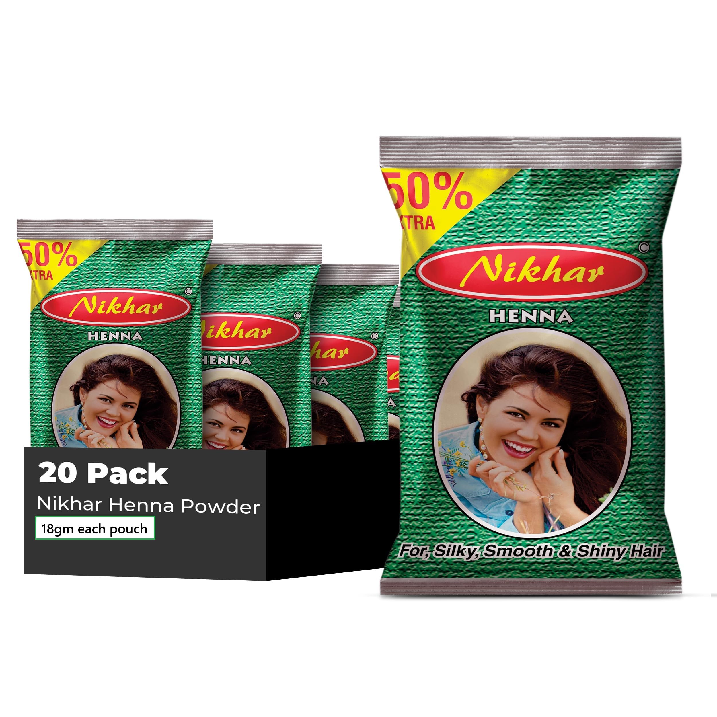 Nikhar Henna Powder For Hair Color, with Amla, Aritha & Shikakai, Natural Mehandi for Extra Conditioning, Organic Heena for Hair Fall Control & Growth, (Pack of 20)-image-4