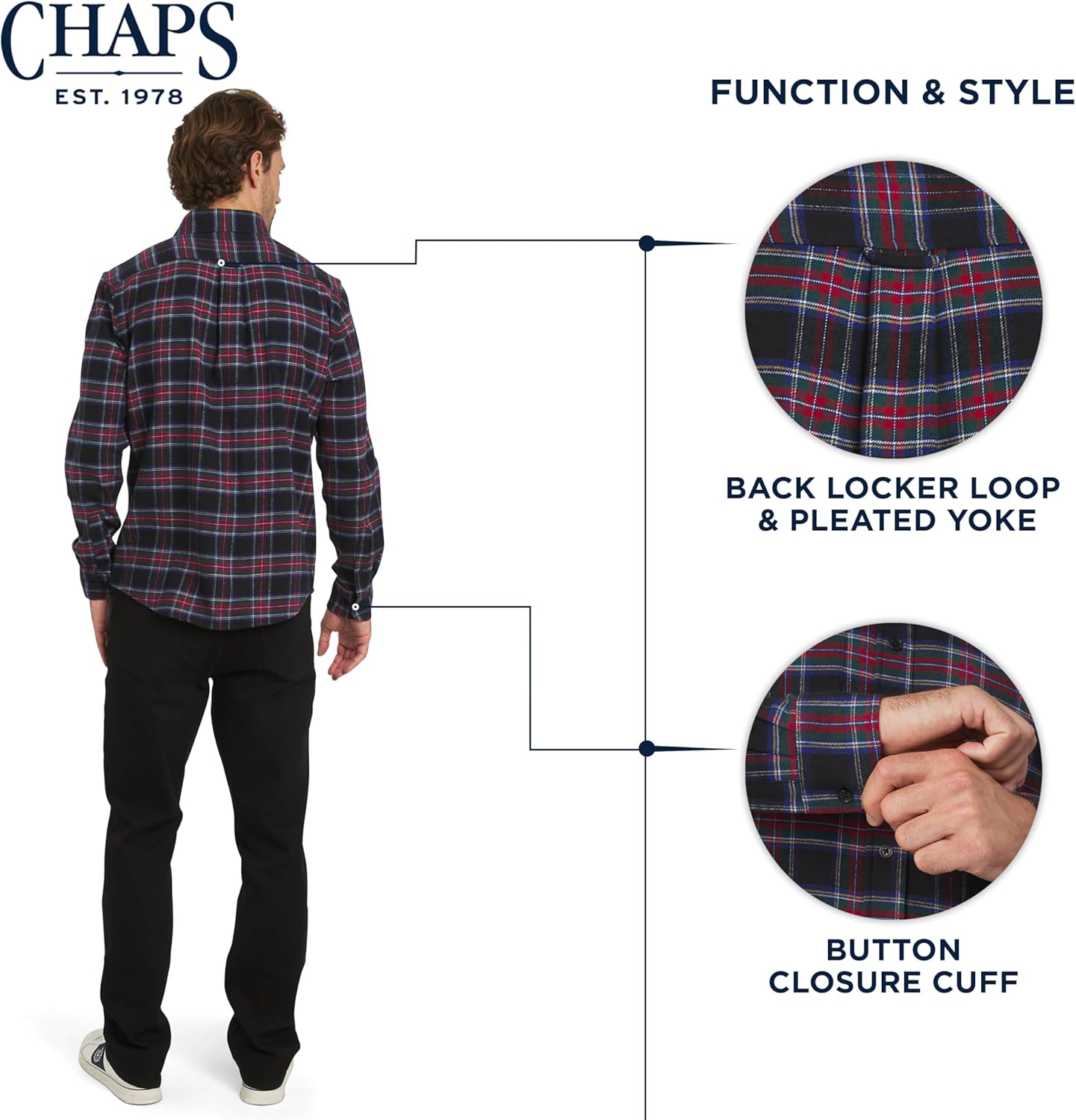 Chaps Men's Classic Fit Long Sleeve Button Down Stretch Flannel Casual Woven Shirt (S-2XL) - Image 5