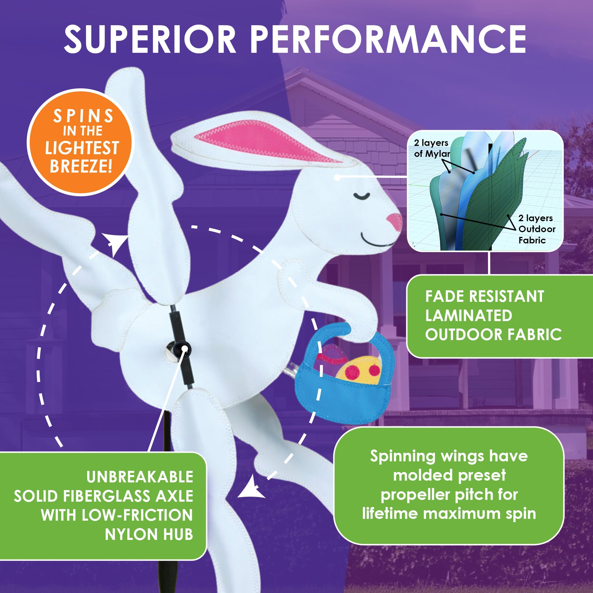Amazon.com: Whirligig Spinner Easter Bunny 12