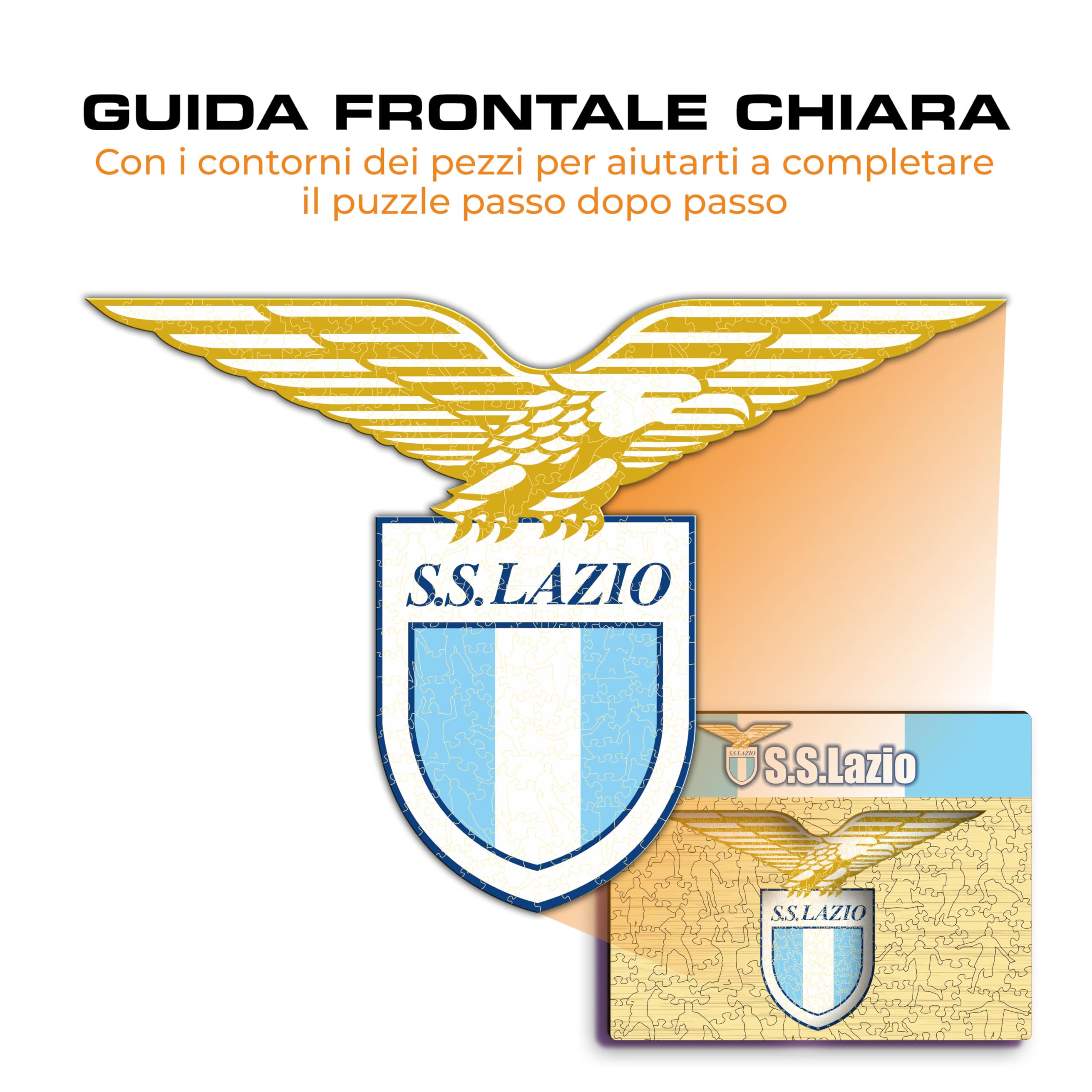 Iconic Puzzles - Lazio, Logo, Puzzle di Legno con licenza ufficiale, 100% sostenibile, regalo per adulti e bambini, taglia M, 270 Pz