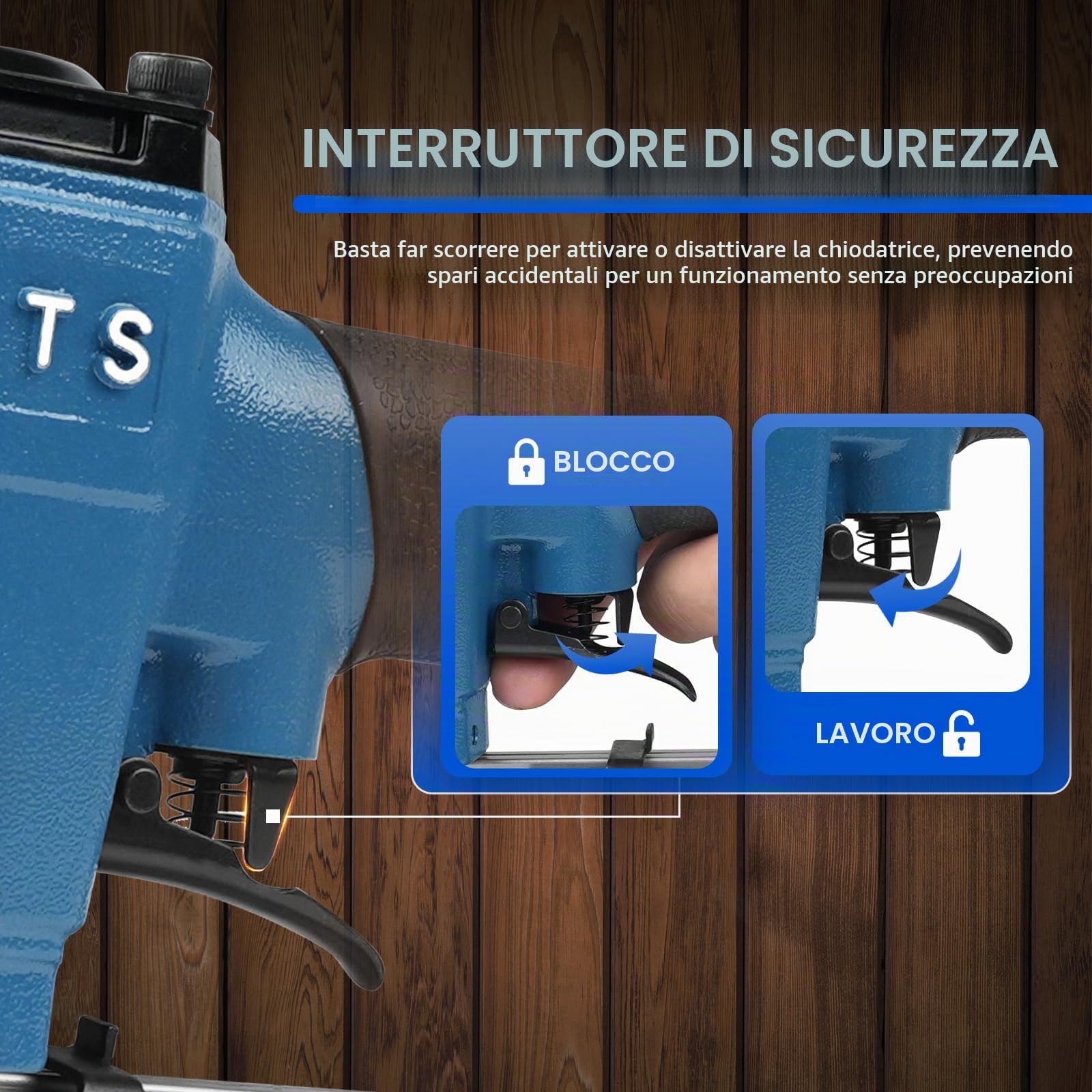 P625C Chiodatrice pneumatica 23GA 12-25mm sicurezza per falegnameria-mobili | Punta snella e precisa. 0,9kg leggera. Caricatore 150 chiodi. Impugnatura gommata. Per armadi, finestre, porte e decorazioni