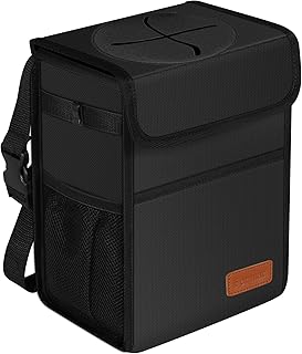 Femuar Car Trash Can with Lid Leak Proof Car Garbage Can Waterproof Car Trash Bin for SUV Automotive Multipurpose Trash Can for Car Collapsible and Portable Car Trash Bag, Black