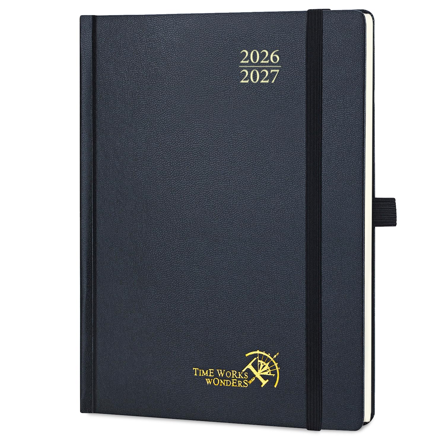 POPRUN A5 Academic Diary 2026-2027 Hardback Week to View (22x16.5 cm) 17 Months (Aug'26 - Dec'27) Mid Year 26/27 Vertical Weekly Planner, Inner Pocket(Black)