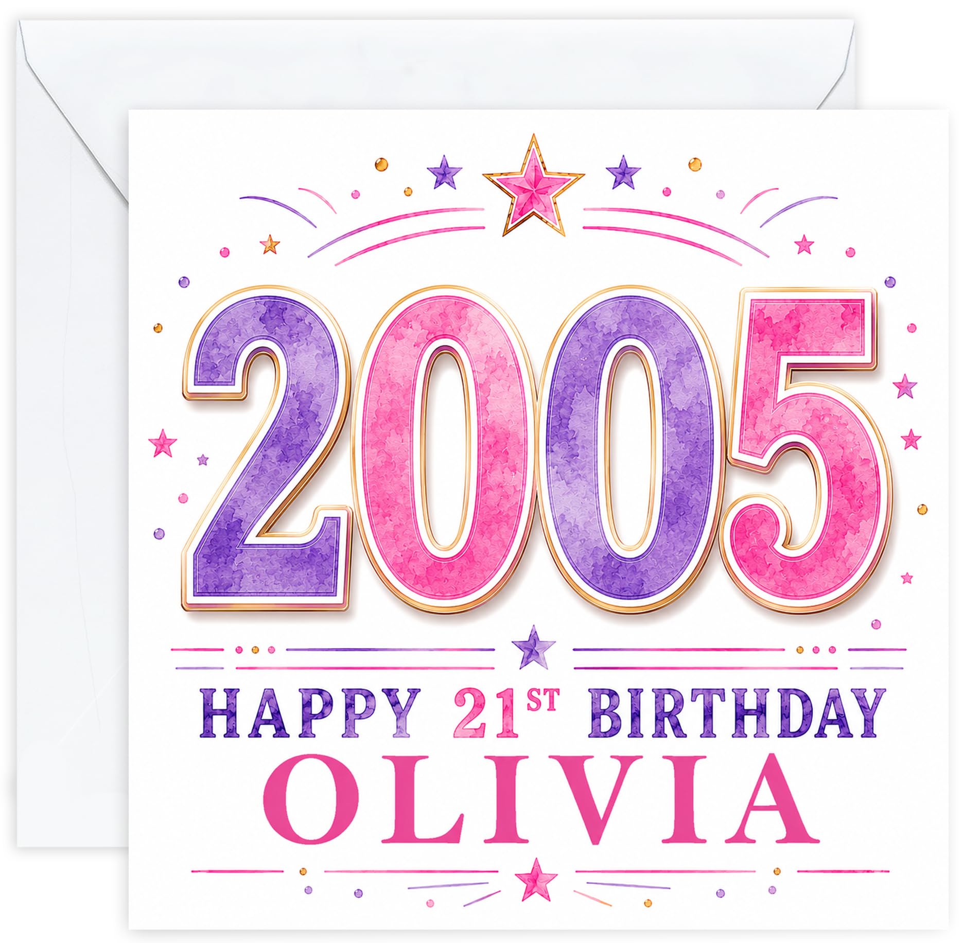 Personalised 21st Birthday Card for Her | Twenty First Birthday Card for 21 Year Old Women | Daughter Sister Niece Granddaughter Friend | Female Birthday Card with Name (Design 04)