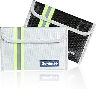 2PACK 8"x 5" Fireproof Bag, Small Fireproof Money Bag, Fireproof Wallet Bag, Cash Protecting Bag - Silicone Coating Fire & Water Resistant Safe Bag for Valuables - Money Passport Keys