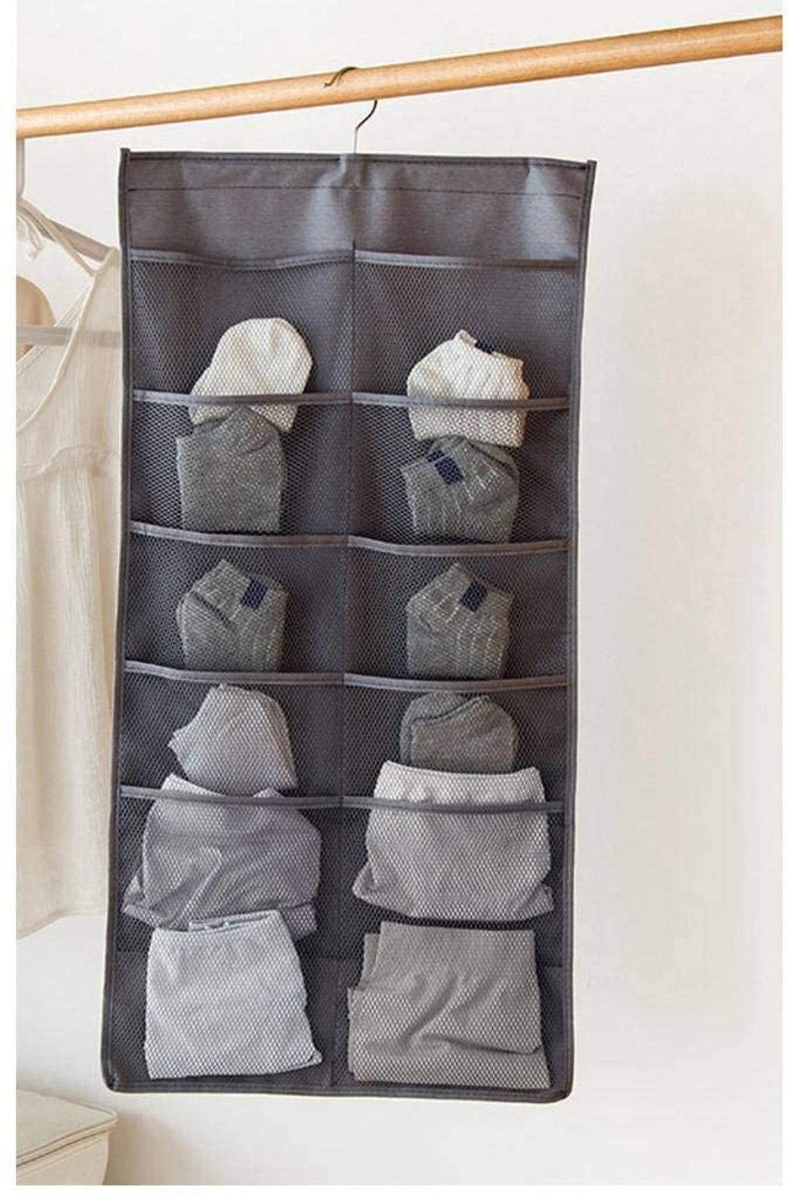 Armario Organizador de Ropa Interior, Perchas, Bolsa de Almacenamiento Colgante, ahorrador de Espacio Lavable de Doble Cara, Duradero para papelería de Oficina, Dormitorio, Soc
