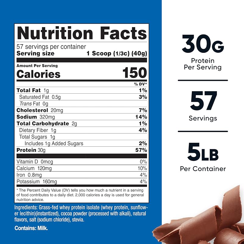 Nutricost Grass-Fed Whey Protein Isolate (Chocolate) 5LBS image 2