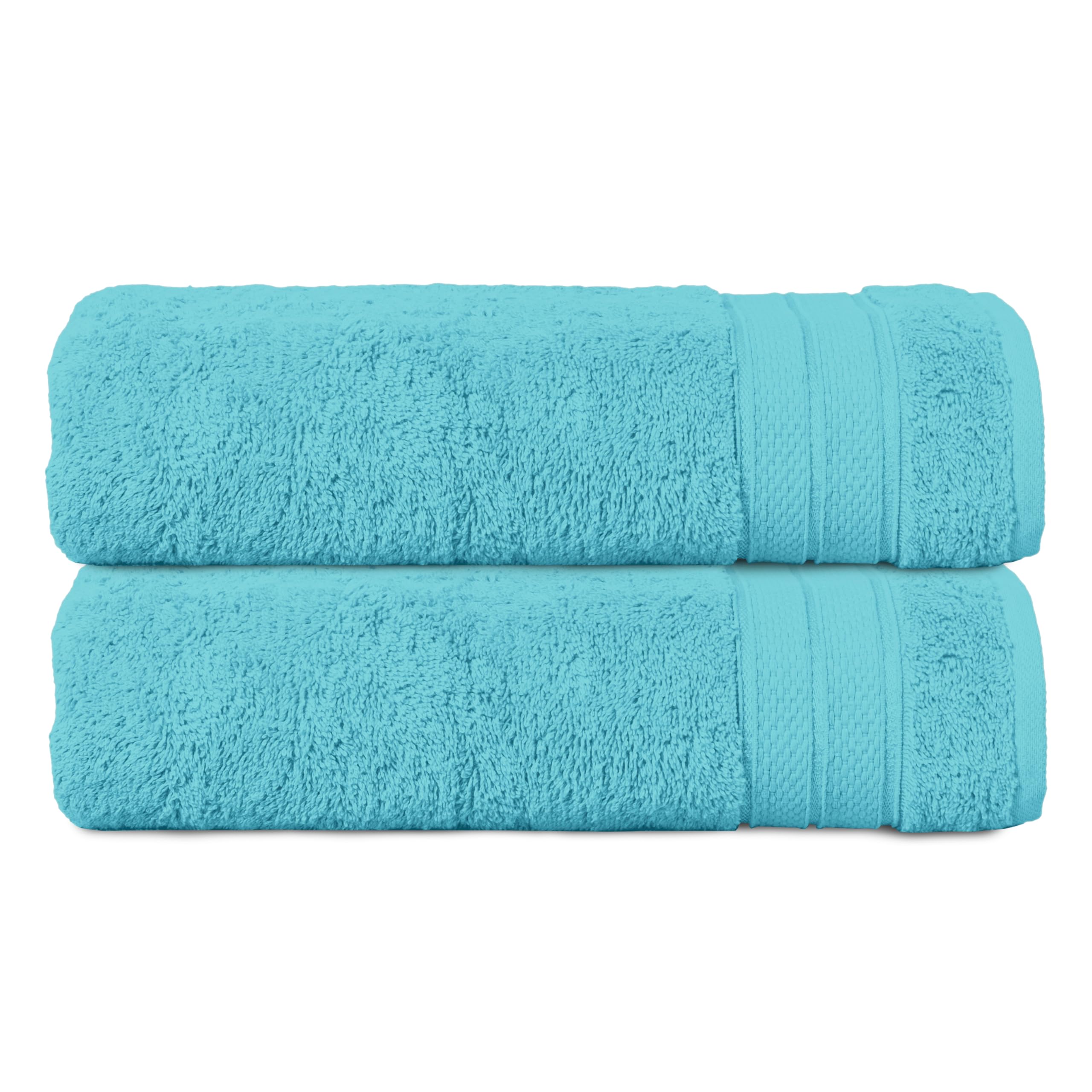 Elegant Comfort Three Line Popcorn Towel Set for Bathroom 27 x 54 inches, Premium Hotel Quality 2-Pack Bath Towels, 100% Turkish Cotton, Soft and Durable, Quick Dry and Highly Absorbent, Aqua