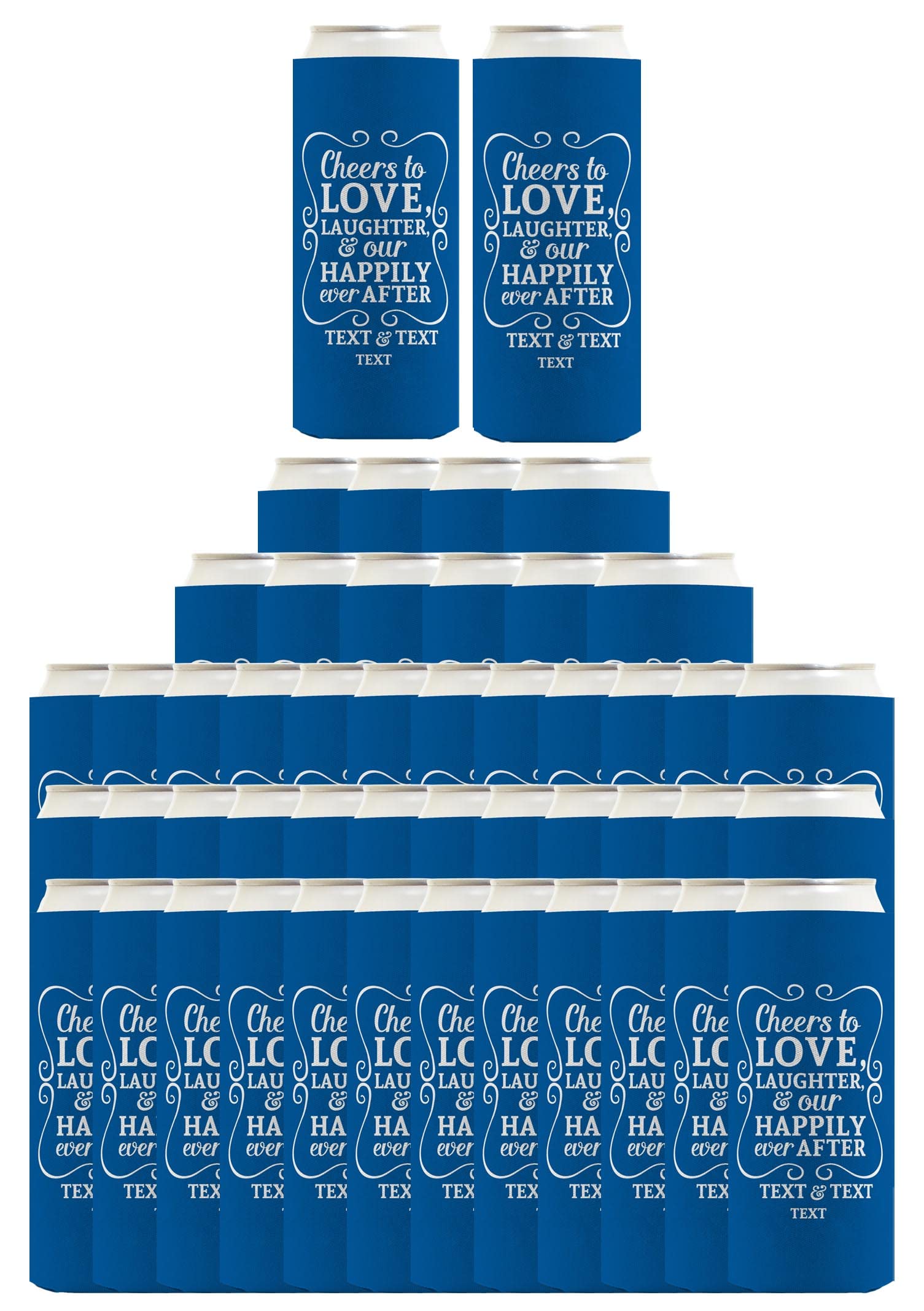 Wedding Guest Favors Personalized Cheers To Love Custom Names & Date 96-Pack Personalized Ultra Slim Can Coolies Party Pack Twilight