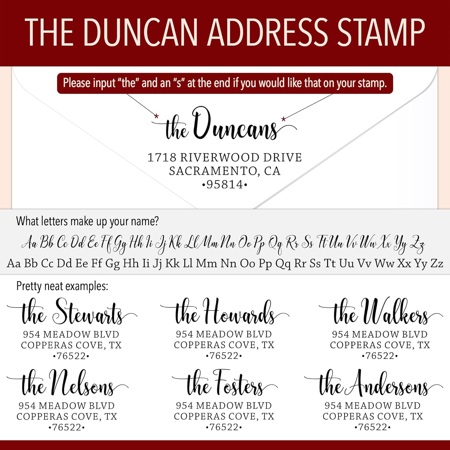 The Duncans Personalized Self-Inking Address Stamp | Envelope Return Address Stamp for Couples and Families | Custom Rubber Address Stamp (1, Xtra Wide)
