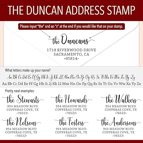 Miniatura 3 de Sello de dirección y tinta autoentintado personalizado de The Duncans con nombre, sellos de dirección personalizados para parejas, sello de