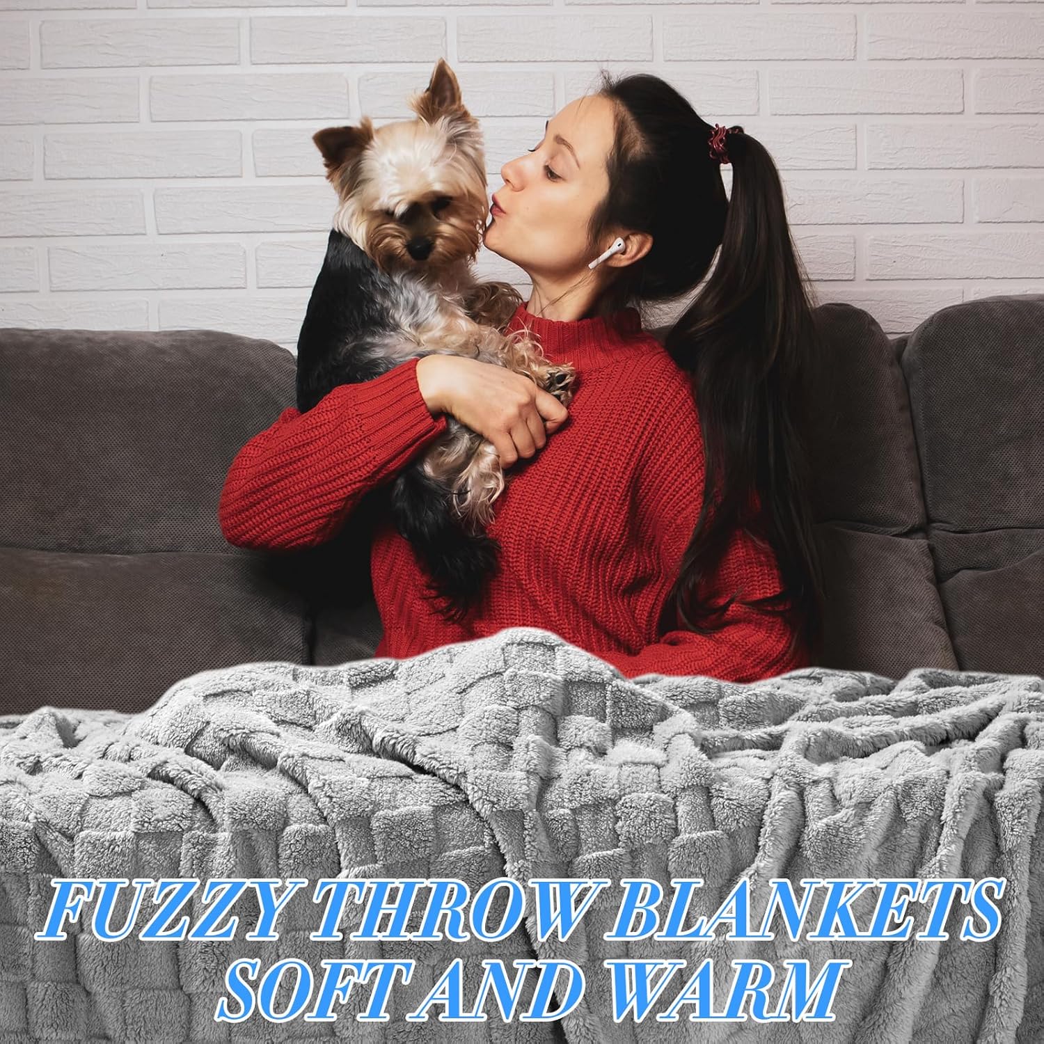 Buryeah 6 Pack Fleece Throw Blankets Bulk, 50 x 60 Inches Soft 3D Checkered Flannel Blankets for Galentine Gifts Couch Sofa Bed Warm Sleepover for Valentine Day Gifts (Grey) - Image 5