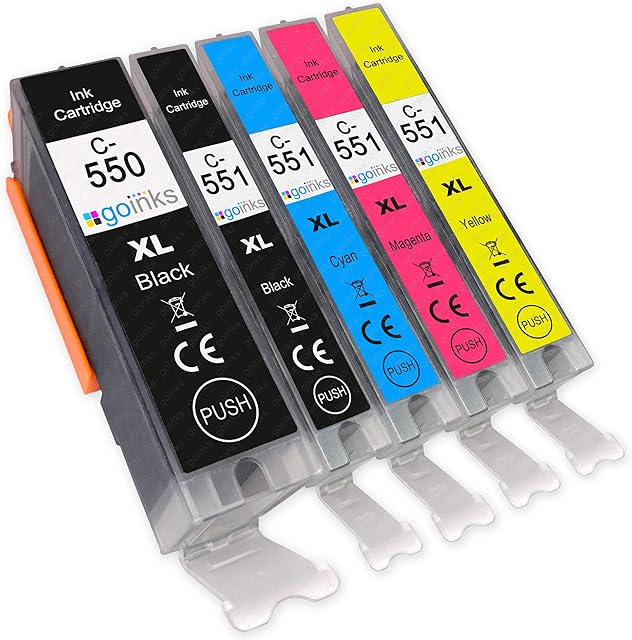 1 Go Inks Set of 5 Ink Cartridges to replace Canon PGI-550 & CLI-551 Compatible/non-OEM for PIXMA Printers (5 Pack)