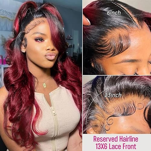 Miniatura 5 de Pelucas de cabello humano con encaje frontal de 13 x 6 pulgadas, cabello humano prearrancado, ondulado, HD, transparente, ombré, encaje frontal, con